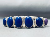 Graduating Domed Lapis Vintage Native American Navajo Sterling Silver Bracelet-Nativo Arts