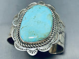 Show-stopping Vintage Santo Domingo Blue Gem Turquoise Sterling Silver Bracelet-Nativo Arts