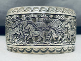Ravishing Detail!! Vintage Navajo Sterling Silver Horses Bracelet Cuff-Nativo Arts