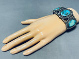 Heavy Museum Quality Vintage Native American Navajo Turquoise Sterling Silver Bracelet-Nativo Arts