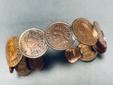 Rare Native American Navajo Pilot Mountain Turquoise Penny Bracelet-Nativo Arts