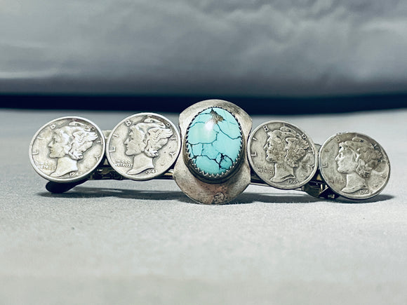 Enchanting Vintage Native American Navajo Spiderweb Turquoise Sterling Silver Dime Burette-Nativo Arts