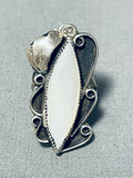 Beautiful Vintage Native American Navajo Mother Of Pearl Sterling Silver Ring-Nativo Arts