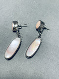 Fantastic Vintage Native American Navajo Mother Of Pearl Sterling Silver Earrings-Nativo Arts