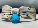 Dropdead Fab Feather Vintage Native American Navajo Turquoise Sterling Silver Bracelet-Nativo Arts