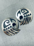 Important Amazing Vintage Native American Hopi Sterling Silver Earrings-Nativo Arts