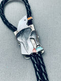 Intricate Eagle Vintage Native American Zuni Sterling Silver Bolo Tie-Nativo Arts