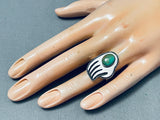 Important Vintage Native American Navajo Tom Jackson Royston Turquoise Sterling Silver Paw Ring