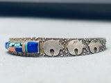 Incredibly Intricate Vintage Navajo Bear Inlay Sterling Silver Bracelet-Nativo Arts