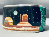 6.5 Inch Wrist Most Unique Native American Navajo Inlay Turquoise Sterling Silver Bracelet-Nativo Arts