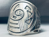 Towering Vintage Hopi Sterling Silver Hand Tooled Bracelet Cuff-Nativo Arts