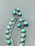 Beautiful Vintage Native American Navajo Blue Gem Turquoise Sterling Silver Earrings-Nativo Arts
