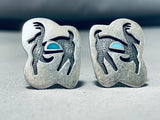 Captivating Vintage Native American Navajo Blue Gem Sterling Silver Deer Cuff Links-Nativo Arts