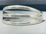 Noteworthy Native American Navajo Handcarved Sterling Silver Triple Rail Bracelet-Nativo Arts