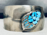 Paw Of Turquoise Vintage Native American Navajo Sterling Silver Inlay Bracelet-Nativo Arts