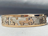 Floyd Becenti 1st Hallmark Vintage Native American Navajo Gold Sterling Silver Bangle Bracelet