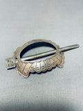 Unique Vintage Native American Navajo Handcarved Sterling Silver Hair Barrette-Nativo Arts