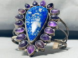 The Most Unique Vintage Native American Navajo Lapis Amethyst Sterling Silver Bracelet-Nativo Arts