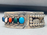One Of The Most Unique Vintage Native American Navajo Turquoise Sterling Silver Bracelet-Nativo Arts