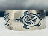 Cute Turtles!! Vintage Native American Navajo Hand Tooled Sterling Silver Bracelet-Nativo Arts