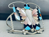 Dazzling Native American Zuni Inlay Sleeping Beauty Turquoise Sterling Silver Butterfly Cuff-Nativo Arts