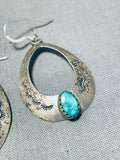 Best Vintage Native American Navajo Carico Lake Turquoise Sterling Silver Teardrop Earrings-Nativo Arts
