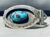 Bisbee Turquoise Rare Vintage Native American Navajo Sterling Silver Bracelet-Nativo Arts