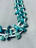 Rare Vintage Native American Navajo Graduating Turquoise Nugget Sterling Silver Necklace Old-Nativo Arts