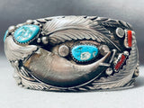 Powerful Bear Vitnage Native American Navajo Turquoise Sterling Silver Bracelet-Nativo Arts