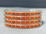 Jess Chavez Native American Zuni Coral Sterling Silver Bracelet-Nativo Arts