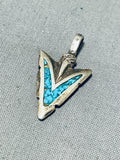 Rare Vintage Native American Navajo Turquoise Chip Inlay Sterling Silver Arrowhead Pendant-Nativo Arts