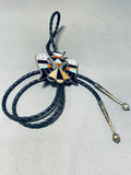 Astounding Vintage Native American Zuni Turquoise Sterling Silver Thunderbird Bolo-Nativo Arts
