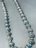 Heavy 182 Grams Native American Navajo Coin Turquoise Sterling Silver Necklace-Nativo Arts