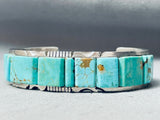 6.5 Inch Wrist Native American Navajo 38 Turquoise Sterling Silver Inlay Bracelet-Nativo Arts