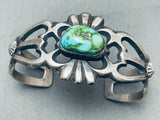 Extraordinary Native American Navajo Carico Lake Turquoise Sterling Silver Signed Bracelet-Nativo Arts