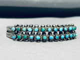 Early 1900's Vintage Native American Zuni Turquoise Sterling Silver Bracelet Cuff Old-Nativo Arts