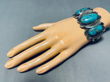 One Of The Best Vintage Native American Navajo Blue Diamond Turquoise Sterling Silver Bracelet-Nativo Arts