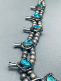 Fab Vintage Native American Navajo Turquoise Sterling Silver Squash Blossom Necklace Old-Nativo Arts