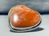 Massive Vintage Native American Navajo Agate Sterling Silver Heart Ring-Nativo Arts