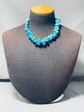 Incomparable Vintage Native American Navajo Old Kingman Turquoise Sterling Silver Necklace-Nativo Arts