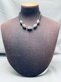 One Of The Best Vintage Native American Navajo Turquoise Sterling Silver Inlay Bead Necklace-Nativo Arts