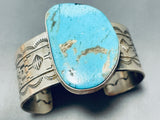 Brilliant Native American Navajo Kingman Turquoise Sterling Silver Huge Bracelet-Nativo Arts