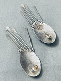 Native American Gorgeous Vintage Navajo Amber Sterling Silver Concho Earrings-Nativo Arts
