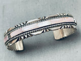 Detailed Vintage Native American Navajo Pink Shell Sterling Silver Bracelet-Nativo Arts