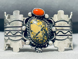 Superior Native American Navajo Yellow Turquoise Sterling Silver Bracelet Rob Yellowhorse-Nativo Arts