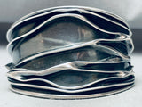 One Of The Most Unique Vintage Navajo Sterling Silver Wave Bracelet Cuff-Nativo Arts