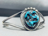 Brilliant Vintage Native American Navajo Seafoam Turquoise Sterling Silver Bracelet-Nativo Arts