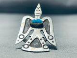 Towering Bird Vintage Native American Navajo Turquoise Sterling Silver Ring-Nativo Arts