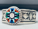 One Of Most Intricate Inlay Vintage Native American Navajo Turquoise Sterling Silver Bracelet-Nativo Arts