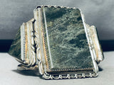 Moss Agate Very Rare Vintage Native American Navajo Sterling Silver Bracelet Cuff-Nativo Arts